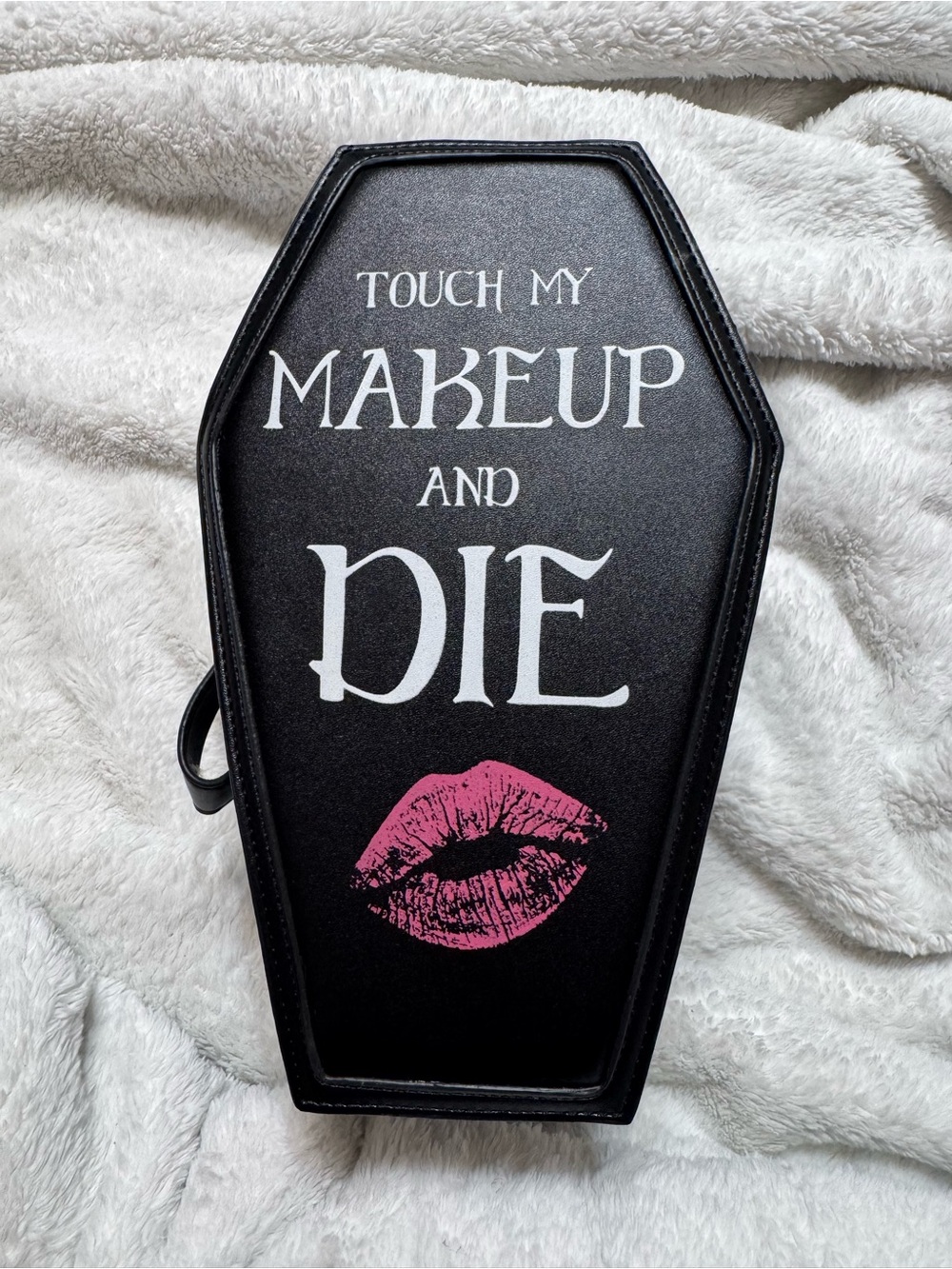 Current Mood Black Coffin Cosmetic Case “Touch My Makeup and Die”